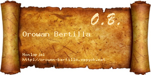Orowan Bertilla névjegykártya